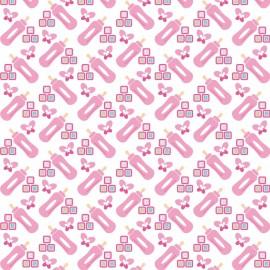 Hârtie de orez Decoupage, Tema Baby Girl Biberoane și Cuburi ABC, 30gsm Premium, Tehnica șervețelului