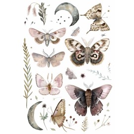 Hârtie de orez Decoupage, Tema Fluturi Botanici, 30gsm Premium, Tehnica șervețelului