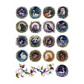 Hartie de orez Decoupage, Tema Padure Fermecată, 30gsm Premium, Tehnica servetelului