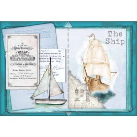 Hartie de orez Decoupage, Tema Corabie Vintage, 30gsm Premium, Tehnica servetelului