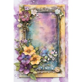 Hartie de orez Decoupage, Tablou cu Flori Pastelate, 30gsm Premium, Tehnica servetelului