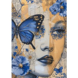 Hârtie de orez Decoupage, Tema Dama Vintage cu Umbrelă, 30gsm Premium, Tehnica șervețelului