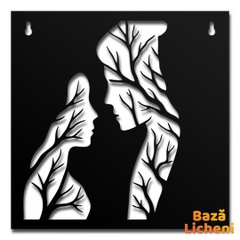 Blank Decorativ Aplicat Cuplu în Ramuri – Design Artistic Natură – HDF sau Acril pentru Personalizare