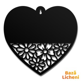 Blank Inima Decorativa cu Decupaj Floral – Baza Licheni - Personalizare – HDF/Acril