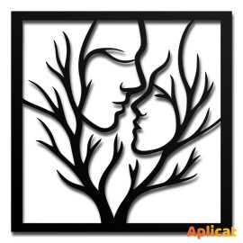 Baza Decorativa pentru Licheni – Chipuri – Design Cuplu – Patrata, HDF/Acril cu Gauri de Prindere